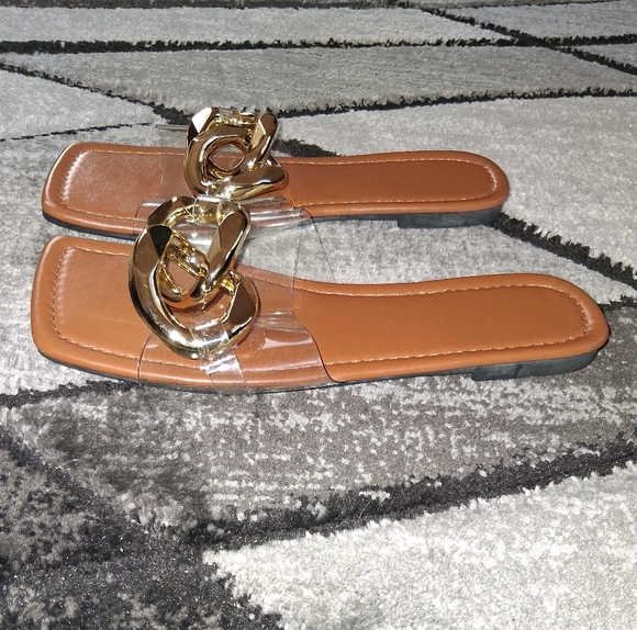 NWOT Zara Size 41 (9/10 US) Gold Metal Chain Flat Sandals! - Picture 10 of 13